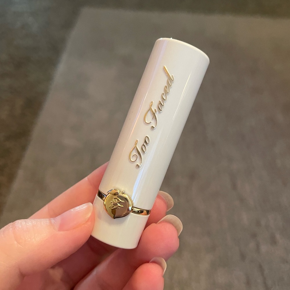 Too Faced Peach Kiss Moisture Matte Long Wear Lipstick in Love is a Battlefield